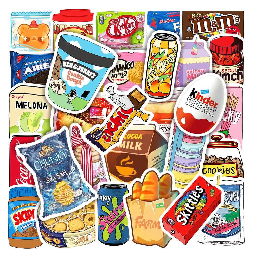 Food Drink Milk Packaging Stickers Pack | Famous Bundle Stickers | Waterproof Bundle Stickers