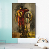 Football Stars Ronaldo and Messi Canvas Wall Art