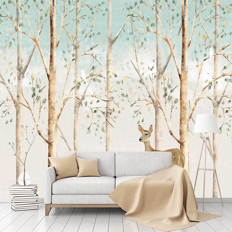 Forest Friends: Kids Room Deers in Forest Wallpaper