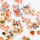 45PCS/Pack Cute Fox And Maple Leaves Paper Sticker Adhesive Craft Stick Label Notebook Computer DIY Decor Kids Gift Stationery