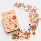 45PCS/Pack Cute Fox And Maple Leaves Paper Sticker Adhesive Craft Stick Label Notebook Computer DIY Decor Kids Gift Stationery