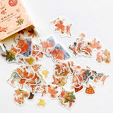 45PCS/Pack Cute Fox And Maple Leaves Paper Sticker Adhesive Craft Stick Label Notebook Computer DIY Decor Kids Gift Stationery