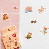 45PCS/Pack Cute Fox And Maple Leaves Paper Sticker Adhesive Craft Stick Label Notebook Computer DIY Decor Kids Gift Stationery