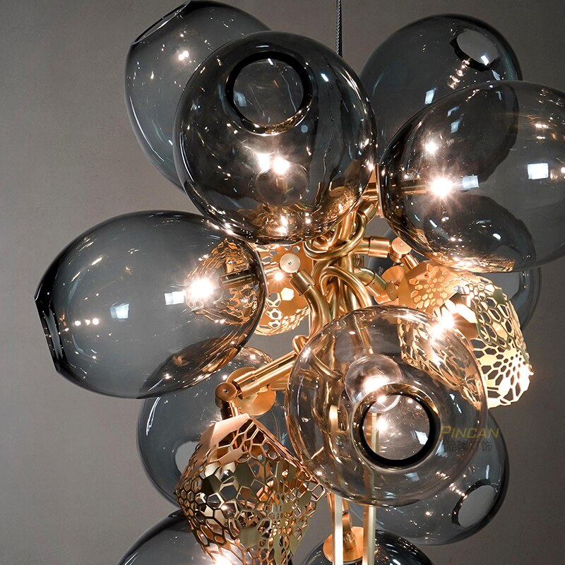 Foyer-Luster-Glaskugel-Kronleuchter – exquisite Beleuchtung