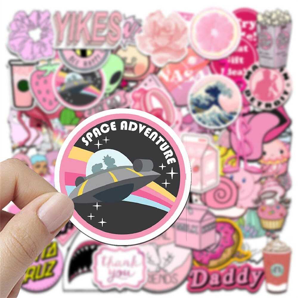 Pink Small Fresh Stickers Pack | Famous Bundle Stickers | Waterproof Bundle Stickers