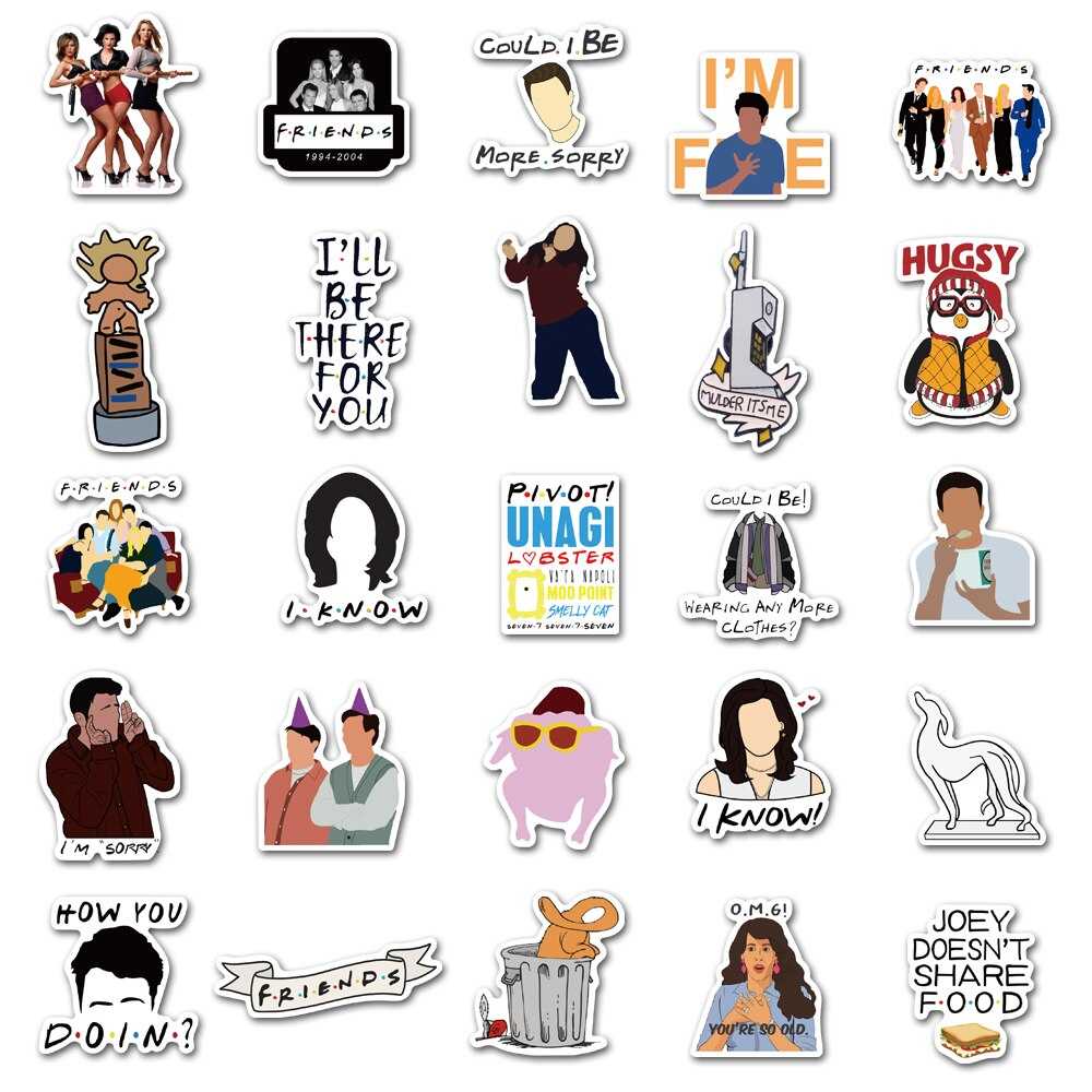 TV Show Friends Stickers Pack | Famous Bundle Stickers | Waterproof Bundle Stickers