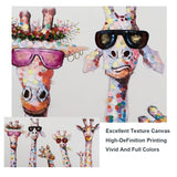 Funny Art Giraffe Family Canvas Wall Art