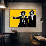 Funny Art Monkey Holding Banana Canvas Wall Art