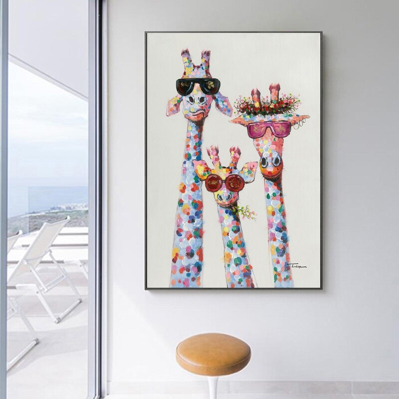 Funny Giraffe Wearing Sunglasses Canvas Wall Art