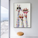 Lustige Giraffe mit Sonnenbrille auf Leinwand 