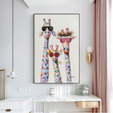 Funny Giraffe Wearing Sunglasses Canvas Wall Art