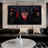 Funny Masked Monkey Smoking Canvas Wall Art