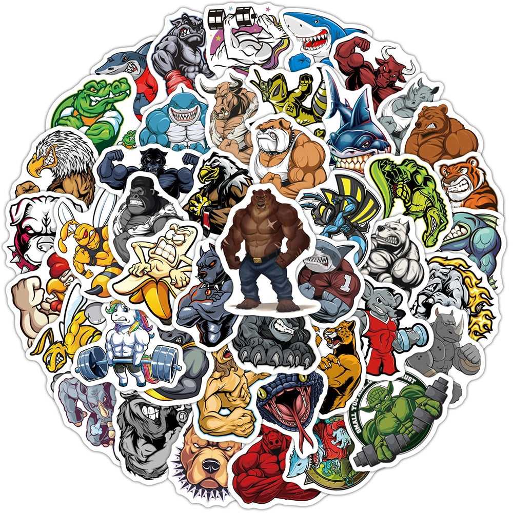 Funny Meme Muscle Animal Cartoon Stickers