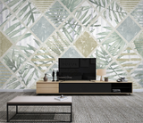 Geometric Leafs Textured Wallpaper Murals