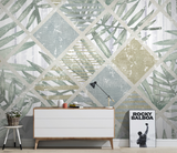 Geometric Leafs Textured Wallpaper Murals