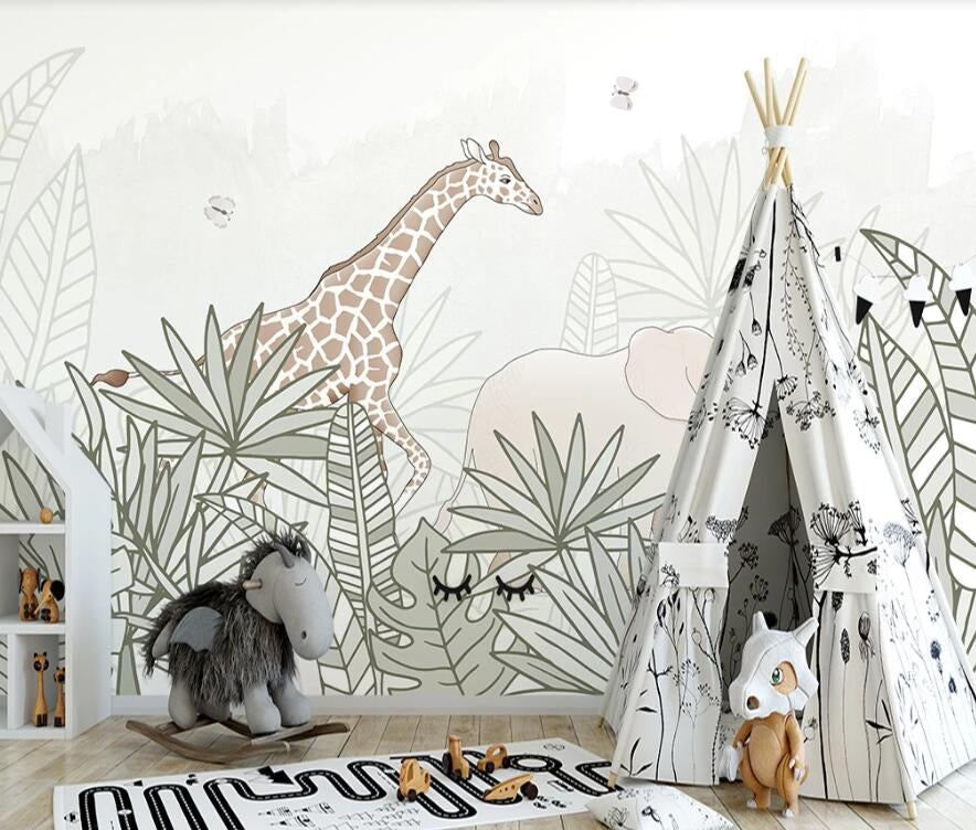 Giraffe Safari Adventure: Kids Room Wallpaper Mural