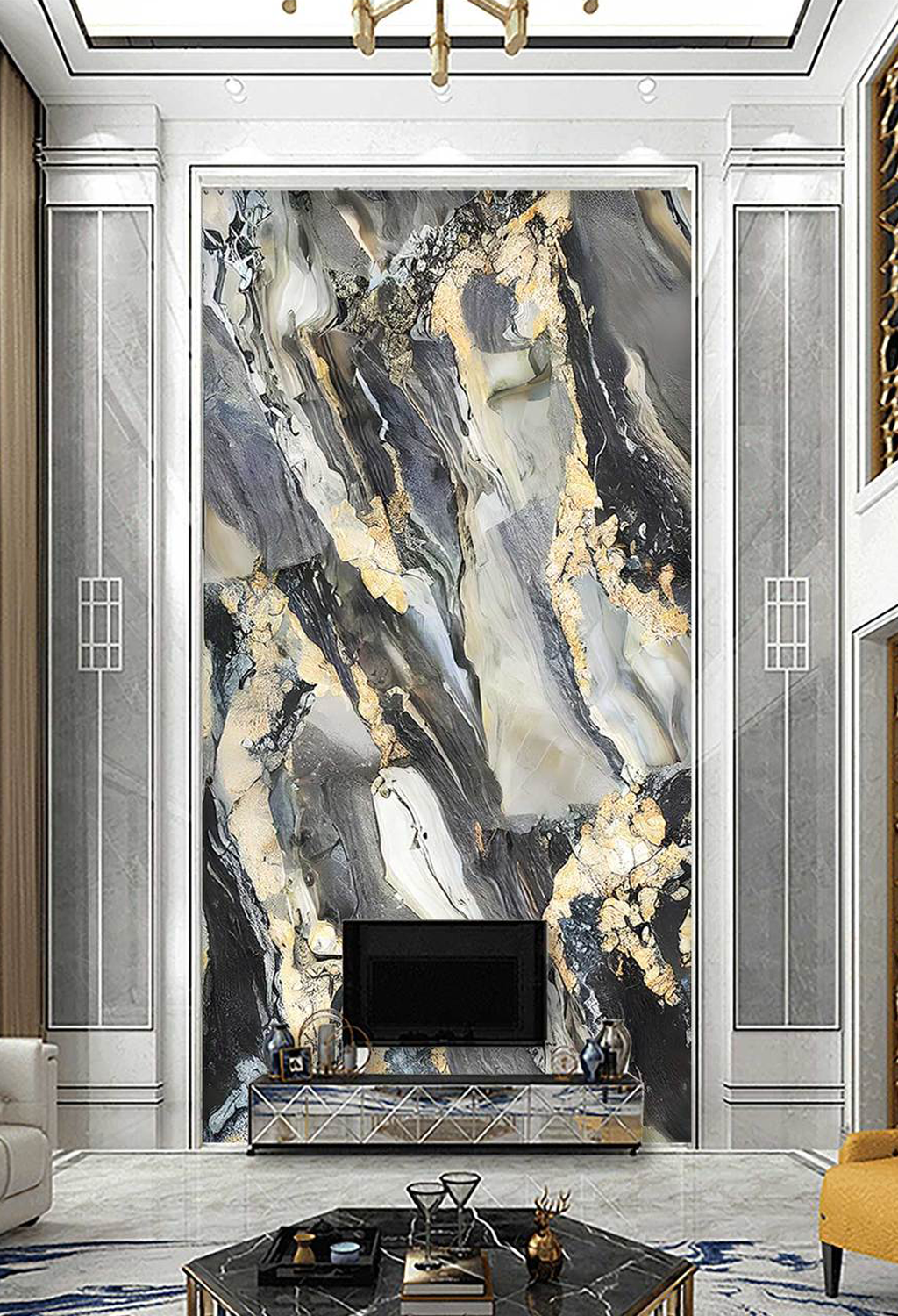 Gold & Black Stone Design - Marble Wallpaper Murals