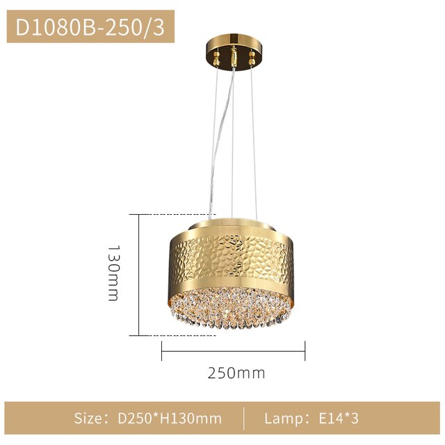 Lustre en cristal doré - Solution d'éclairage élégante