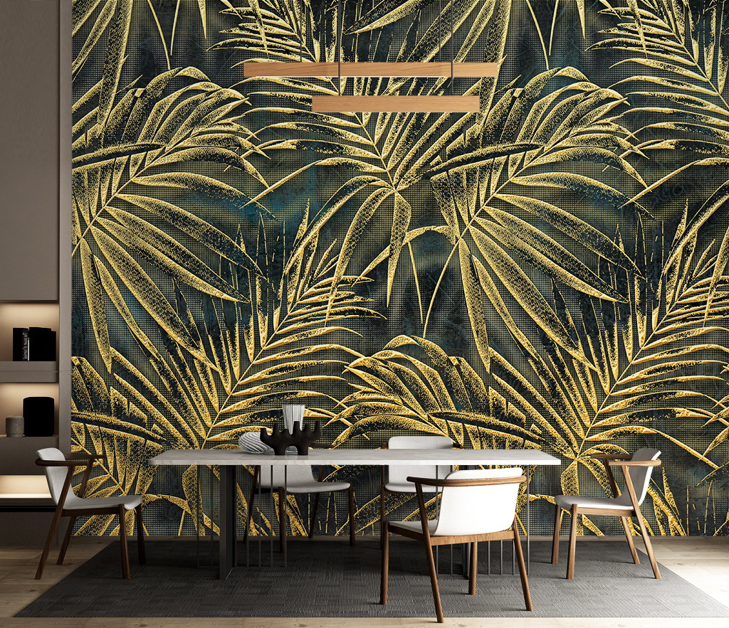 Gold Leafs Pattern Wallpaper Murals