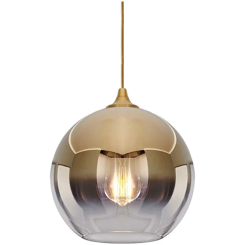 Gold Silver Glass Ball Pendant Light - Elegant Illumination for Your Space