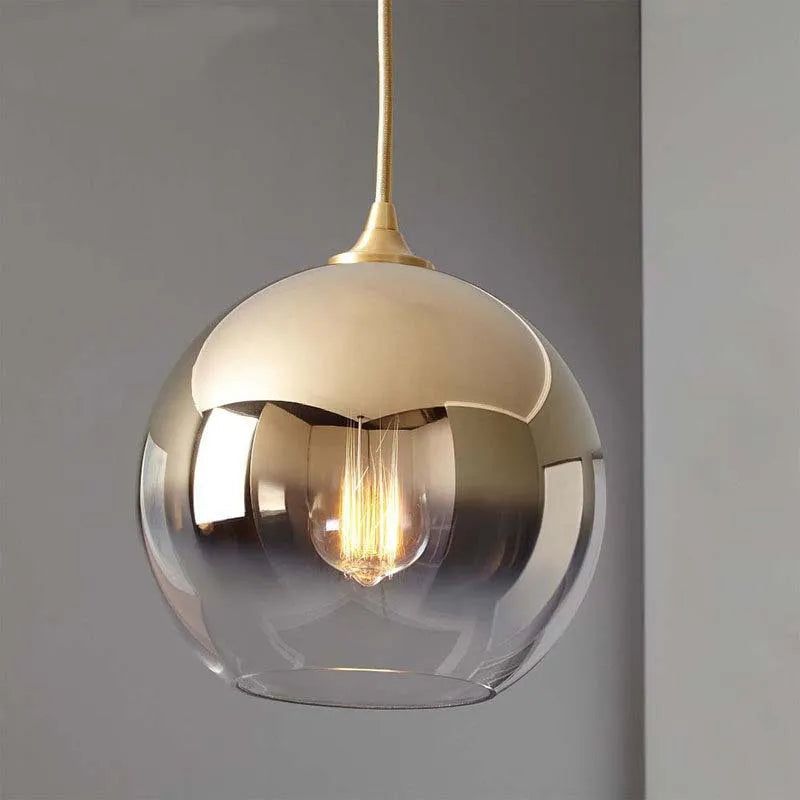 Gold Silver Glass Ball Pendant Light - Elegant Illumination for Your Space