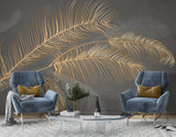 Golden Leaf Wallpaper Mural: Nature-inspired Design