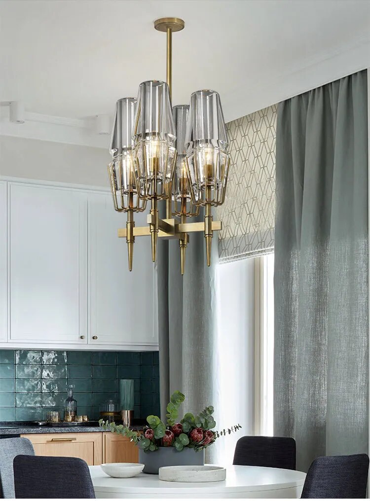 Lustre de plafond en verre moderne Golden Radiance