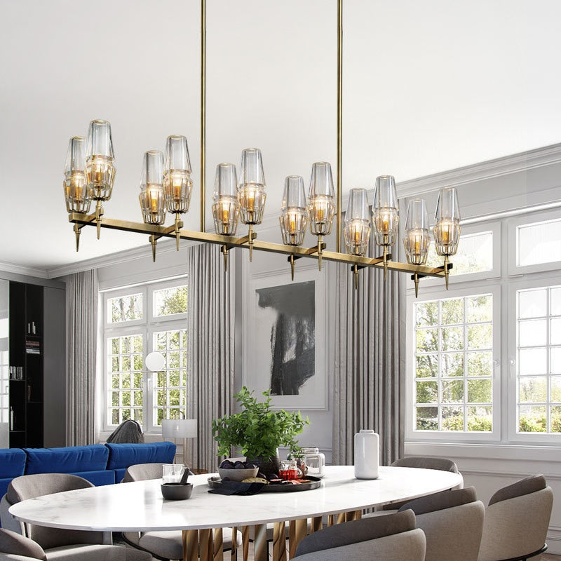 Lustre de plafond en verre moderne Golden Radiance