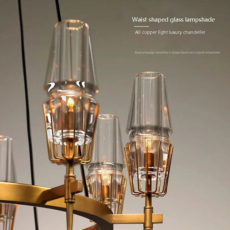 Lustre de plafond en verre moderne Golden Radiance