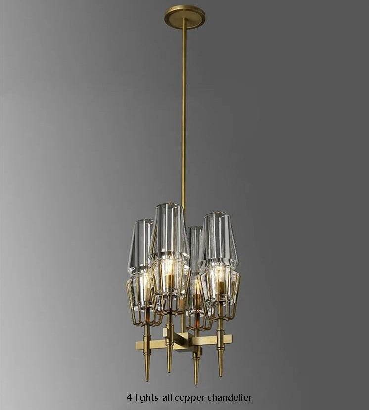 Lustre de plafond en verre moderne Golden Radiance