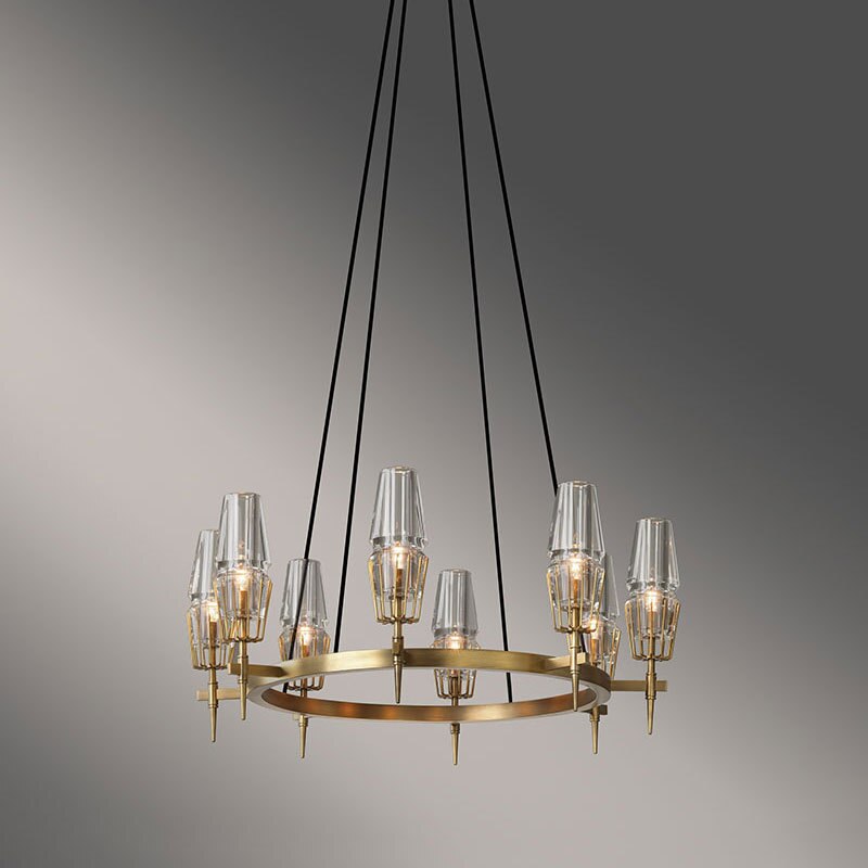 Lustre de plafond en verre moderne Golden Radiance