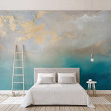Papier peint abstrait Golden Sea Breeze pour la décoration intérieure moderne