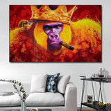 Gorilla King Crowned Canvas Wall Art