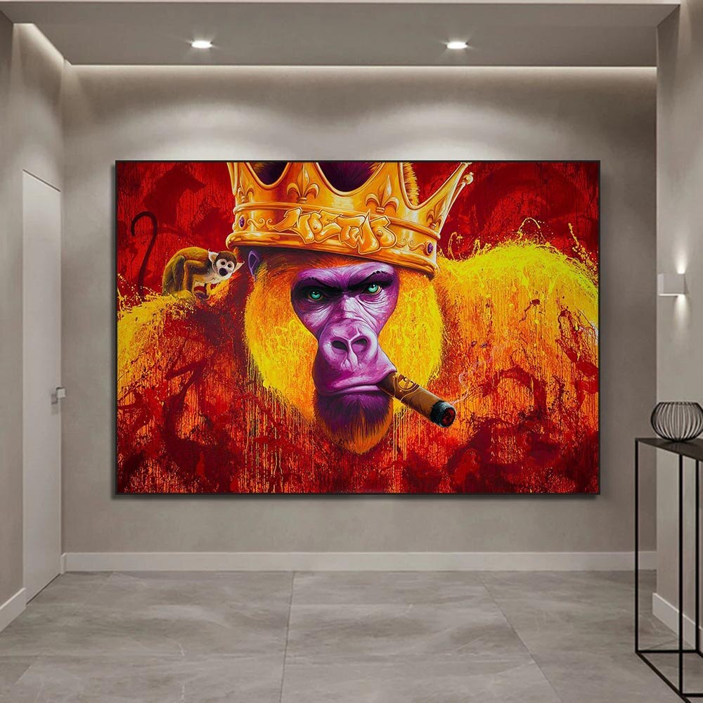 Gorilla King Crowned Canvas Wall Art