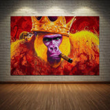 Gorilla King Crowned Canvas Wall Art