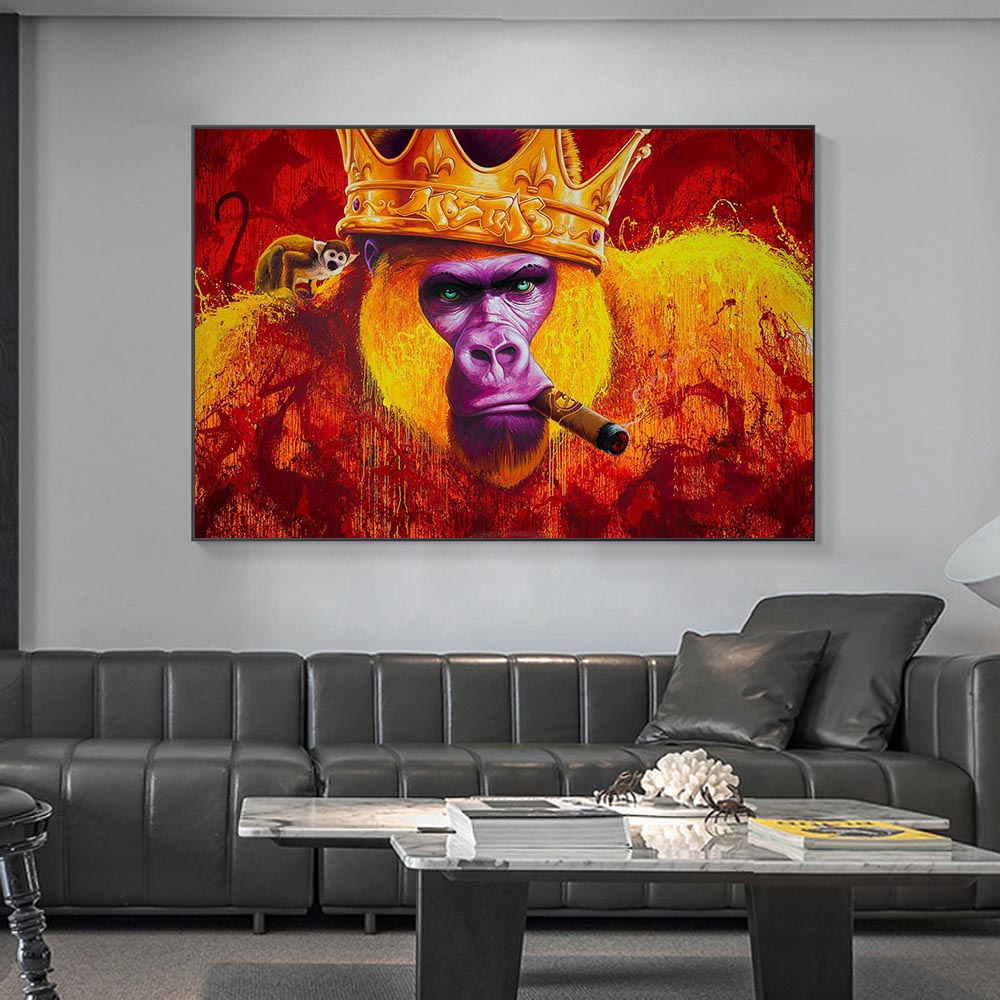 Gorilla King Crowned Canvas Wall Art