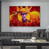 Gorilla King Crowned Canvas Wall Art