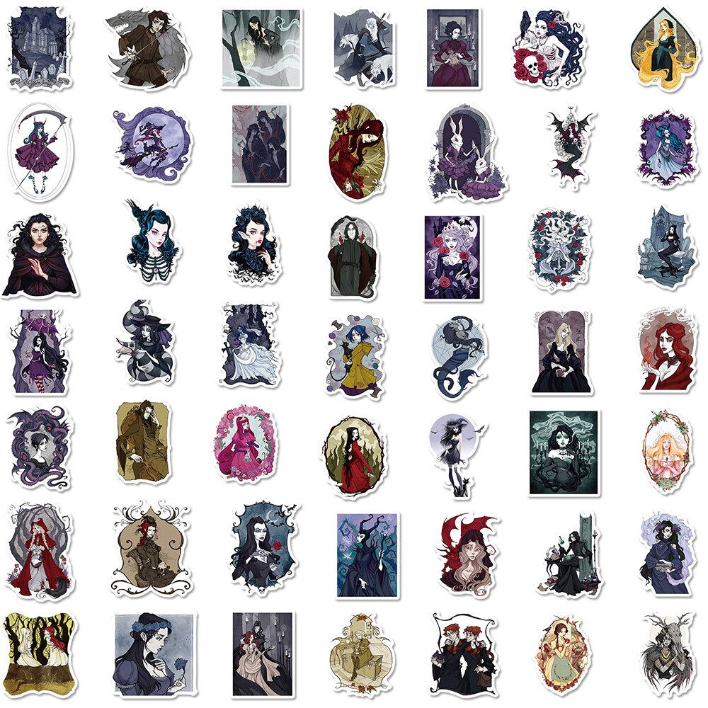 Gothic Anime Princess Witch Stickers Pack | Famous Bundle Stickers | Waterproof Bundle Stickers