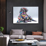 Graffiti Art Colourful Horses Canvas Wall Art