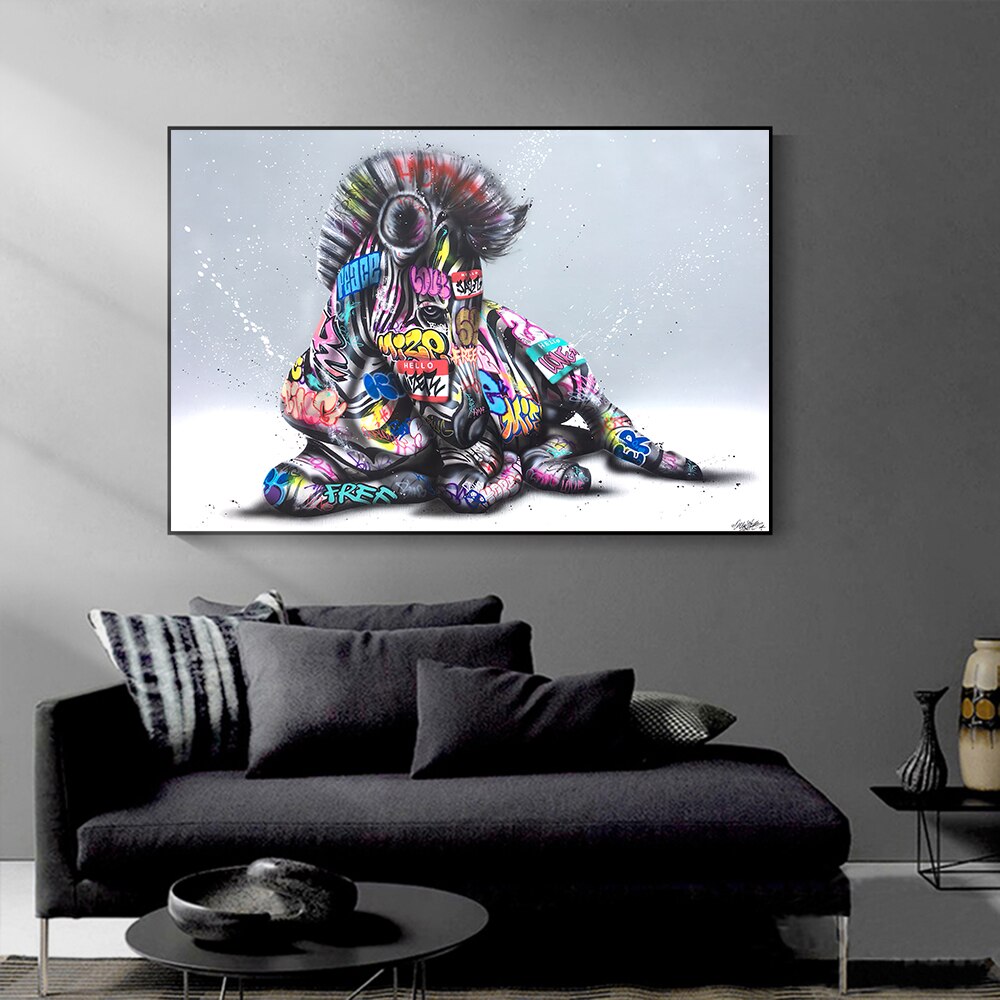 Graffiti Art Colourful Horses Canvas Wall Art