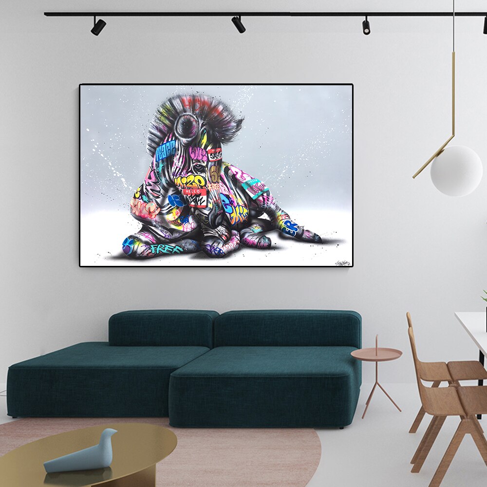 Graffiti Art Colourful Horses Canvas Wall Art