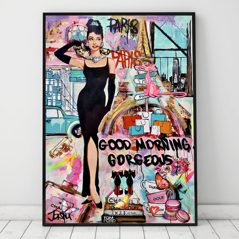 Graffiti Art Hepburn Canvas Wall Art