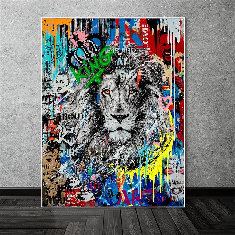 Graffiti Art Lion Canvas Wall Art