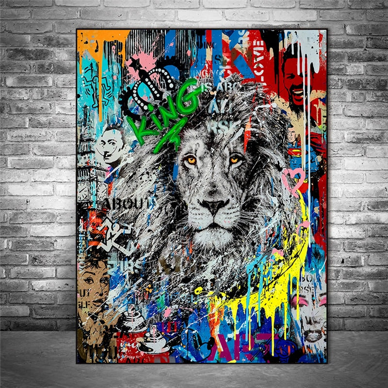 Graffiti Art Lion Art mural sur toile