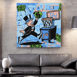 Graffiti Art Love Heart Money Basket Monopoly Making Money Canvas Wall Art