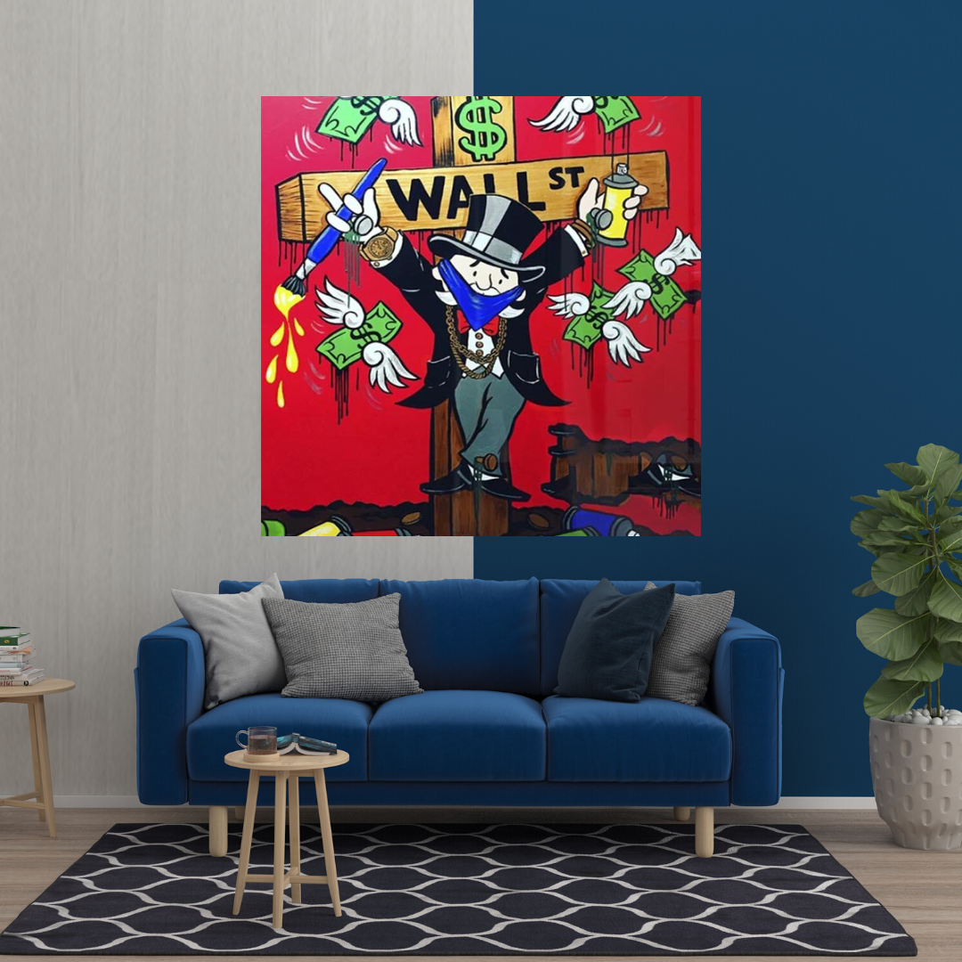 Graffiti Art Love Heart Money Monopoly Making Money Canvas Wall Art