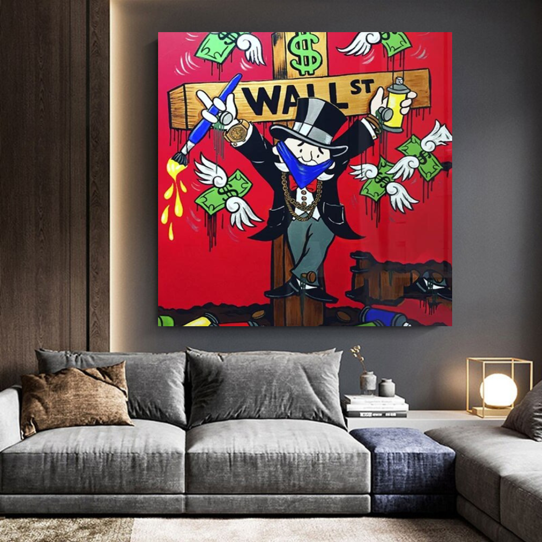 Graffiti Art Love Heart Money Monopoly Faire de l'argent Art mural sur toile