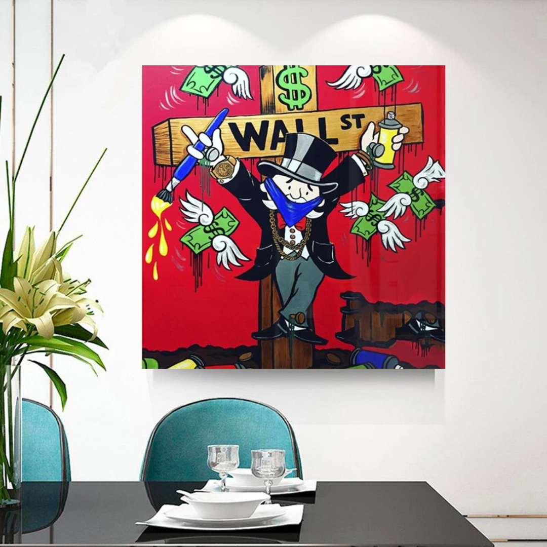 Graffiti Art Love Heart Money Monopoly Faire de l'argent Art mural sur toile