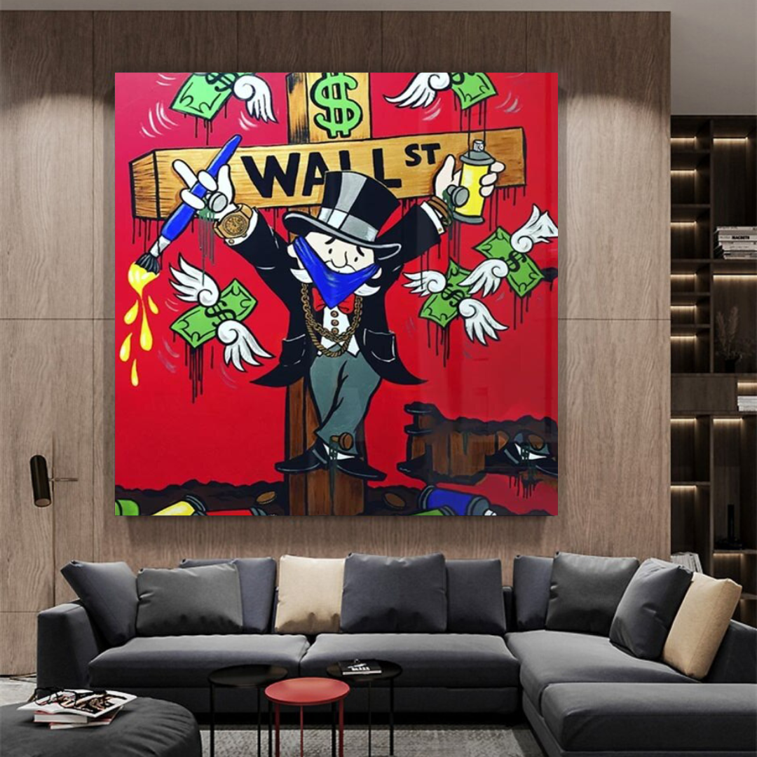 Graffiti Art Love Heart Money Monopoly Faire de l'argent Art mural sur toile