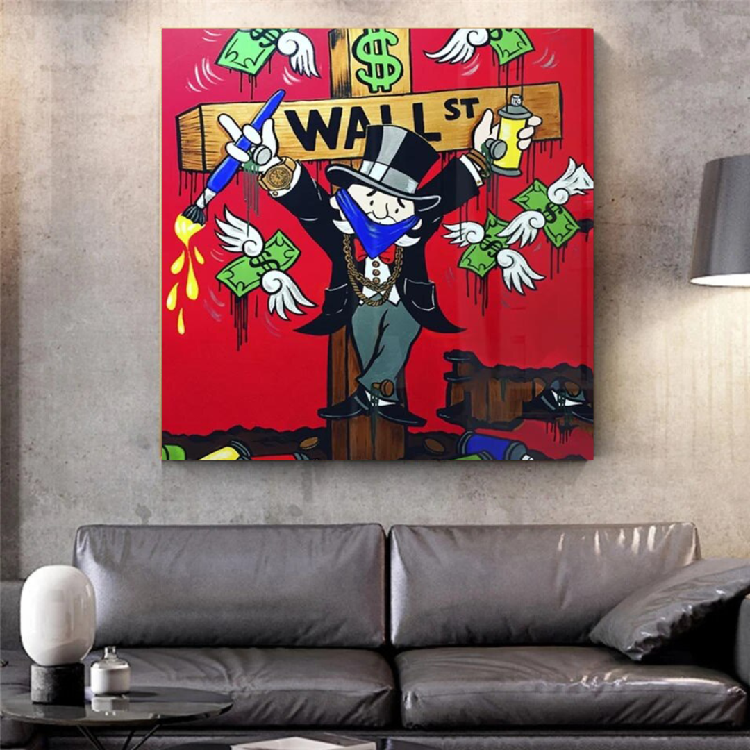 Graffiti Art Love Heart Money Monopoly Making Money Canvas Wall Art